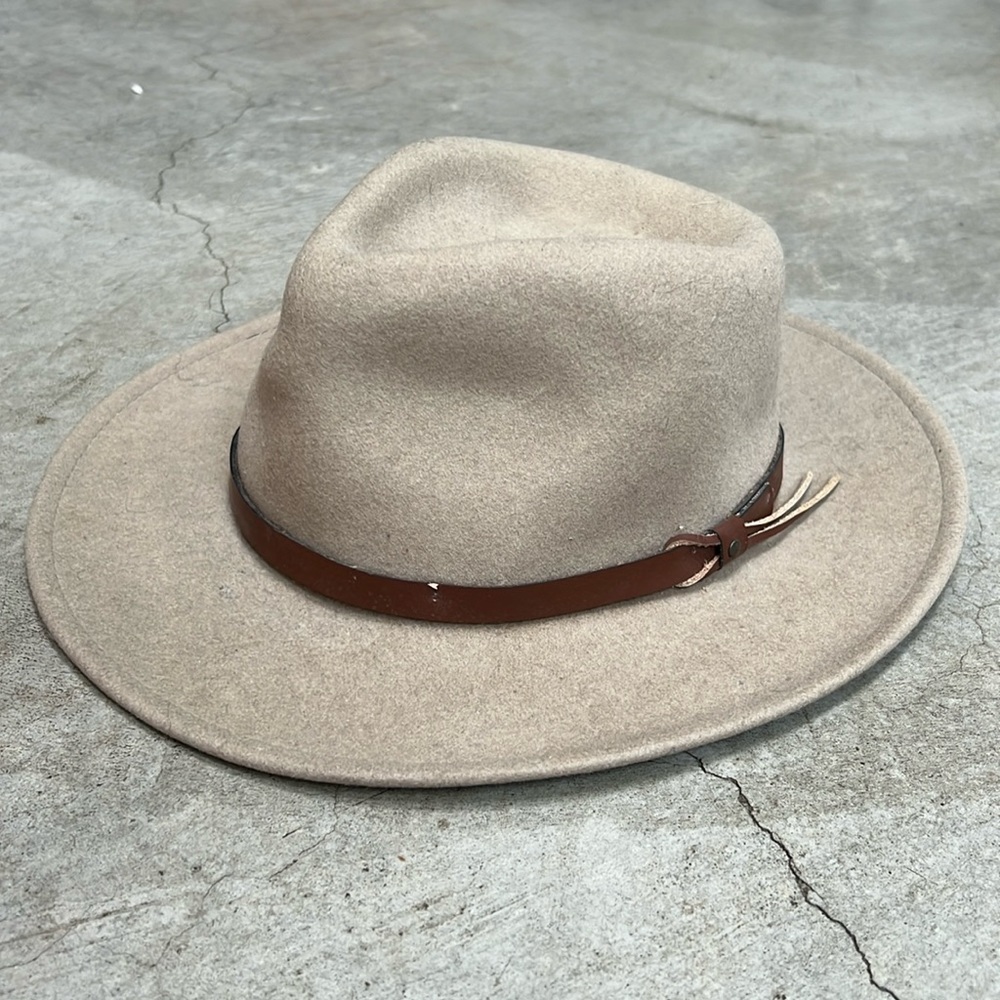 Vintage Wool Felt Hat with leather trim